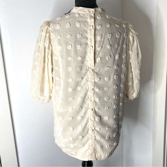 Lascana Cream Swiss Dot Puff Sleeve Top NWT - Picture 12 of 14